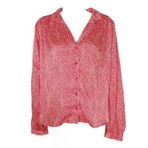 Topshop red white oversized button down shirt size 10 medium